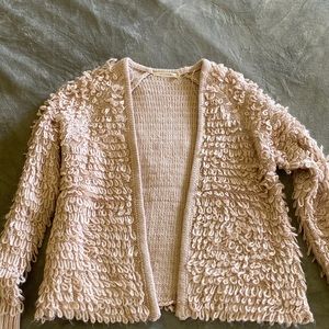 Light pink, knit loop cardigan
